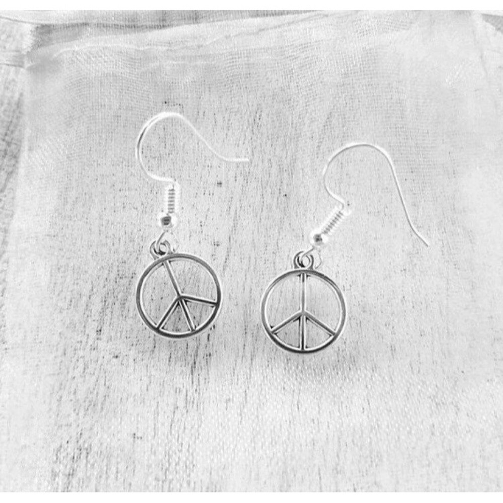 Dainty Peace Earrings, Peace Jewelry, Silver Earrings, Earrings, Gift For HER